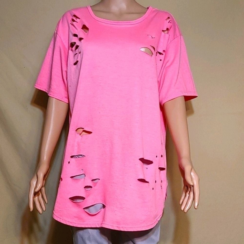 Hype+ pink slashed tshirt